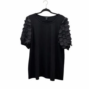 Love Ever After Black Textured Puff Sleeve Top 1X Statement NWT